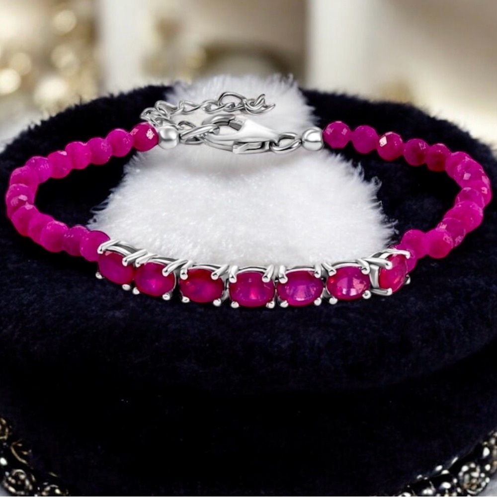 Genuine not lab Ruby bracelet Platinum over Sterling Silver JTV
